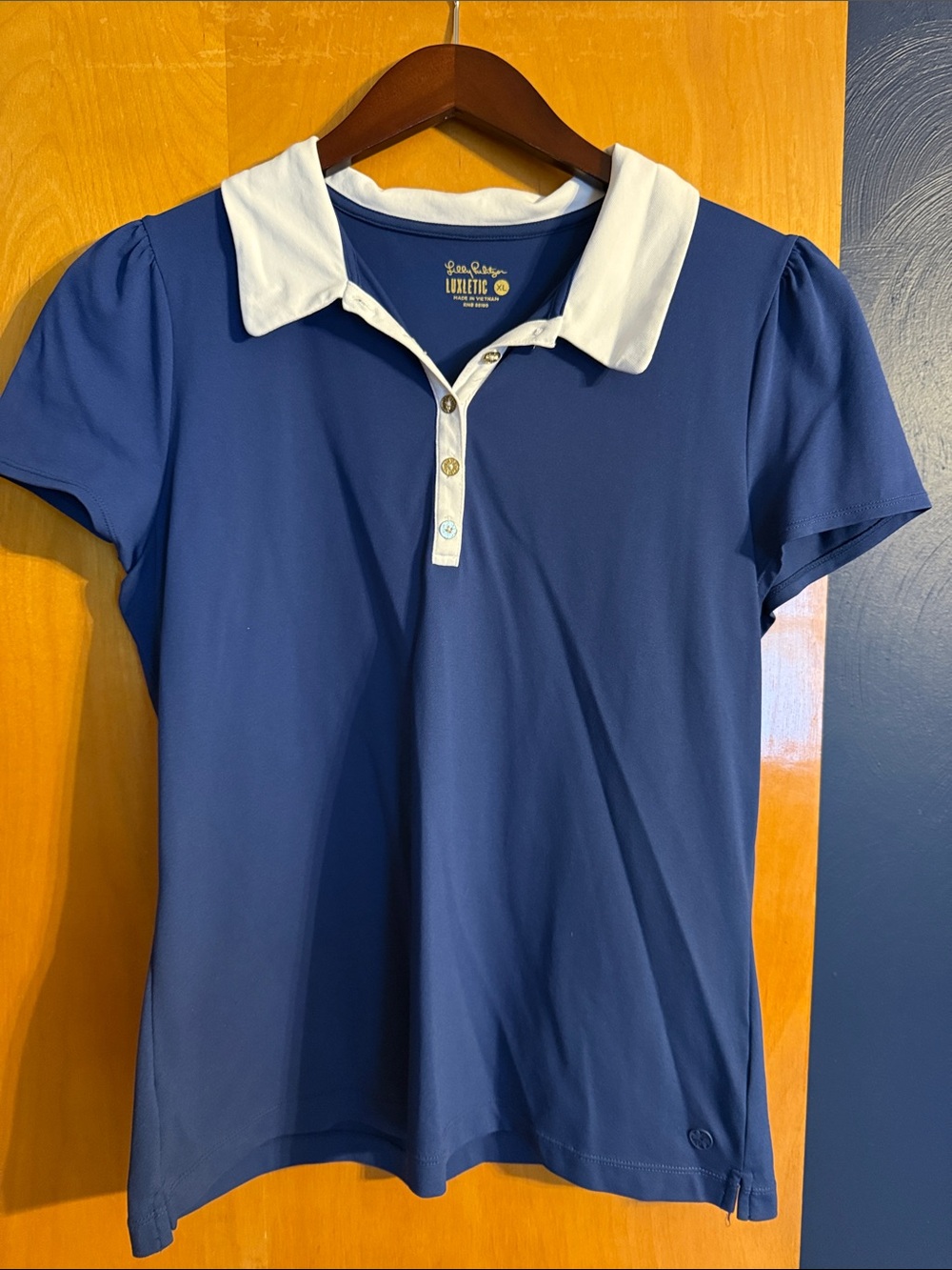 Lilly Pulitzer Navy and White Luxletic Polo